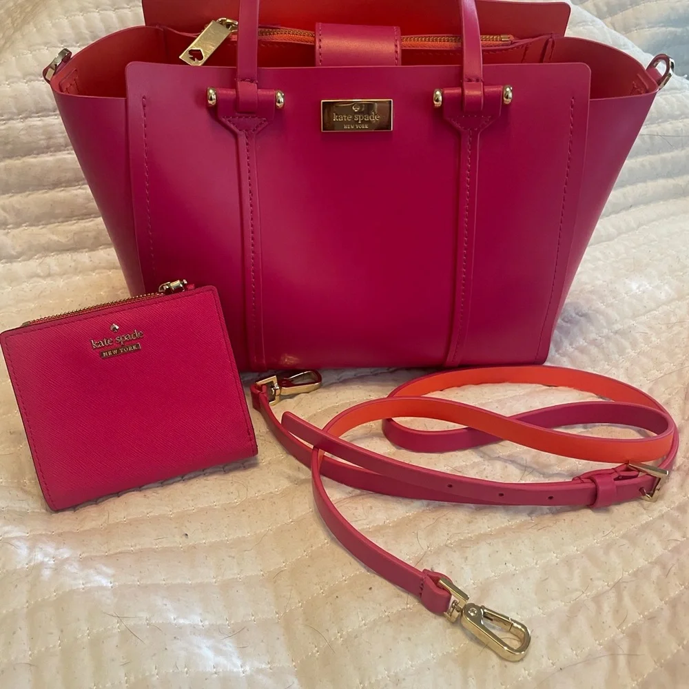 kate spade hot pink leather tote SMALL